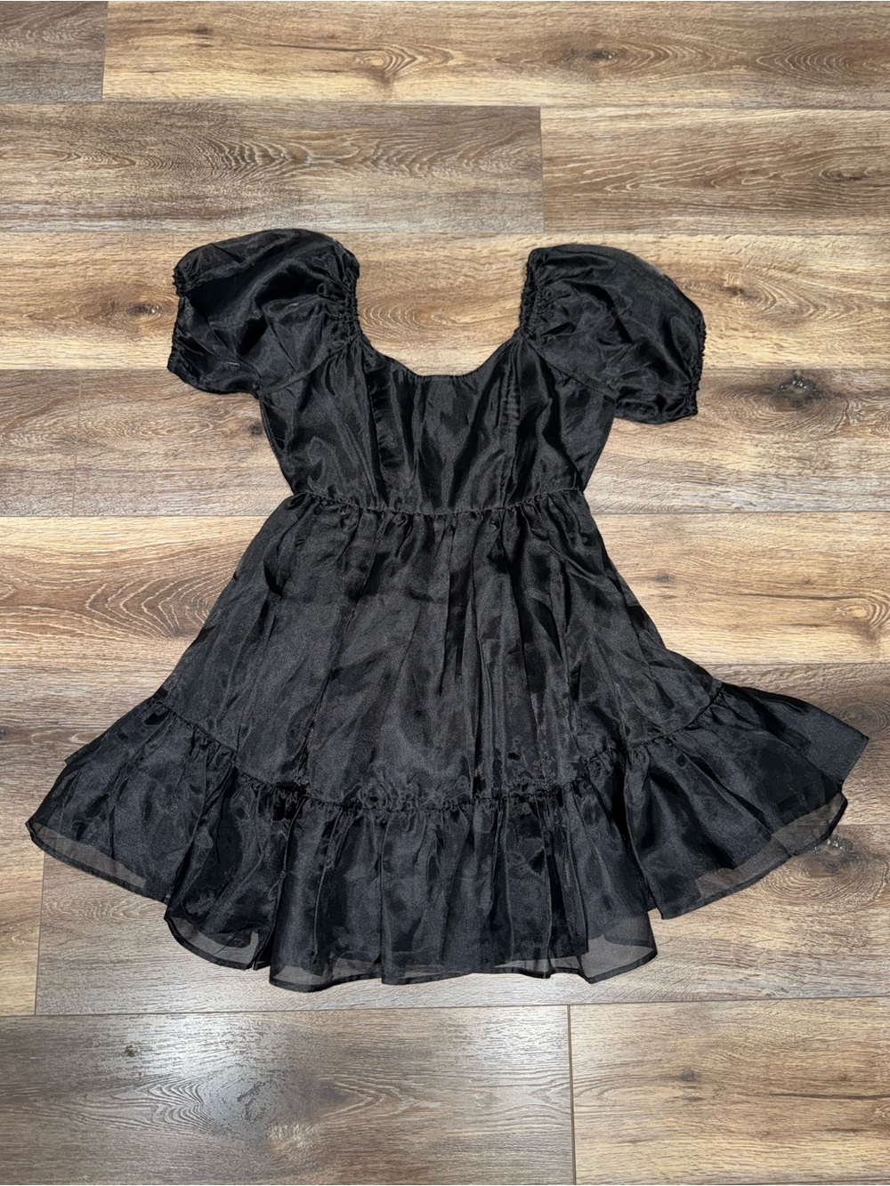 Thorn & Fable Black Organza Tiered Dress Junior Medium